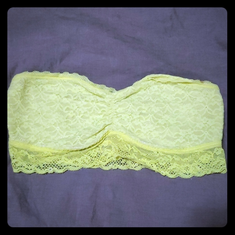 AERIE Neon Yellow Strapless Bandeau
